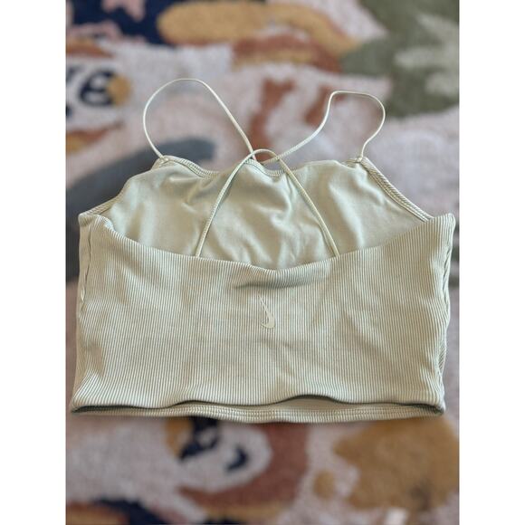 Nike Yoga Luxe Infinalon Ribbed Crop Tank Top Active Celadon/Olive Womens Sze XS - Picture 5 of 8